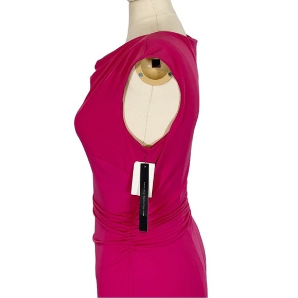 David Meister Ruched Cowl Neck Sleeveless Sheath Dress Pink Size Small NWT - Picture 9 of 14